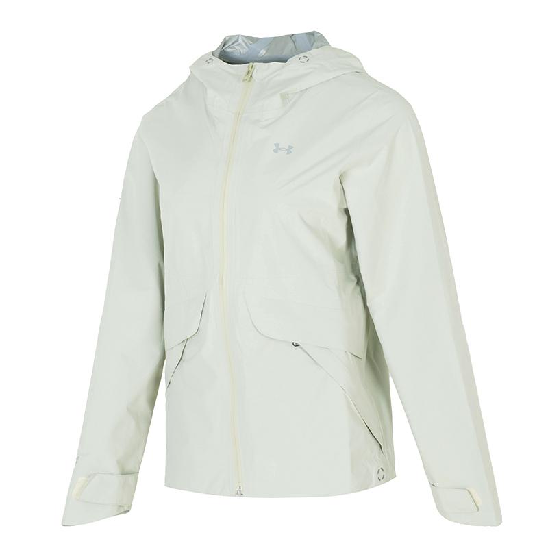 Under Armour Ua Stormproof Solid Color Hooded Zip Design Long Sleeve Jacket Women Jackets Black 1385270-273