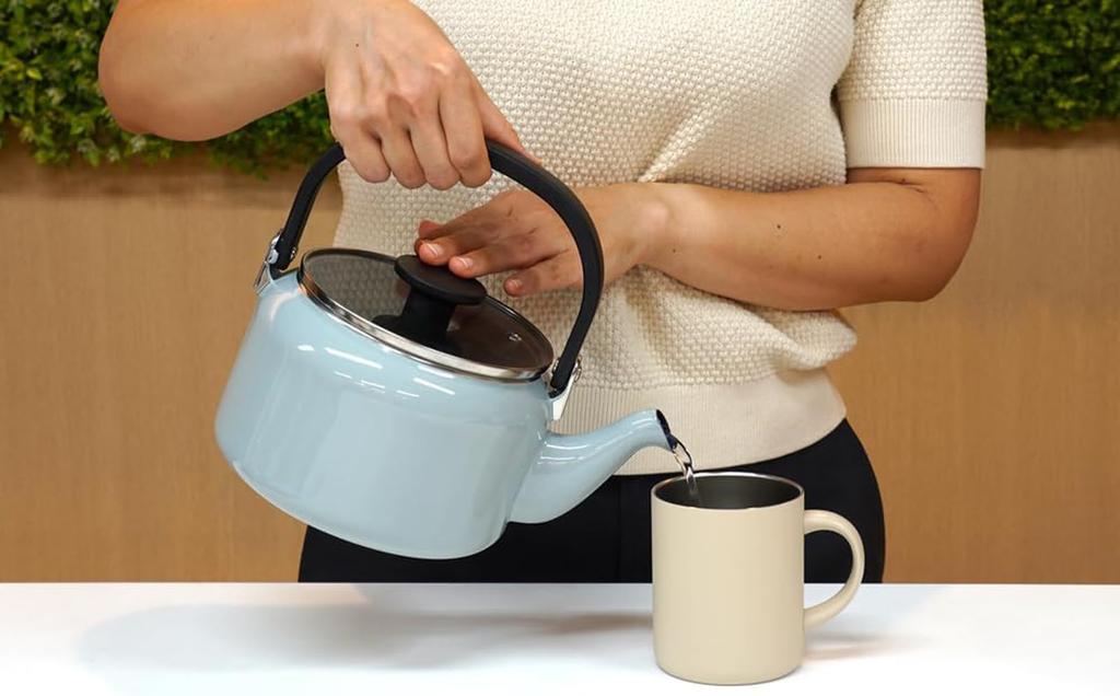 [Amazon.co.jp Exclusive] Fuji Enamelware Kettle with Glass Lid, 2.0L, Sky Gray AMZ-2.0K.SG