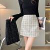 Весенне-осенняя модная юбка А-силуэта в клетку с высокой талией в корейском стиле, летняя короткая юбка