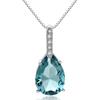 Necklace Silver Blue Drop Necklace Zirconia Large Opal Water Drop Pendant Venetian Chain 925 Silver Birthday Girlfriend Present Accessory