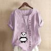 Women's Fashion Panda Print Short Sleeve T-shirt Loose Cotton Shirt Casual Loose Summer Blouse Tops Plus Size