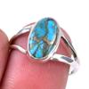 Кольцо из чистого серебра 925 пробы с натуральным бирюзовым медным камнем S.7 n4y94