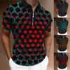 Мужская рубашка с воротником Рубашка для гольфа Оптическая отложная 3D-печать На открытом воздухе Уличная с короткими рукавами С принтом на молнии Одежда Модельер Повседневная Дыхание