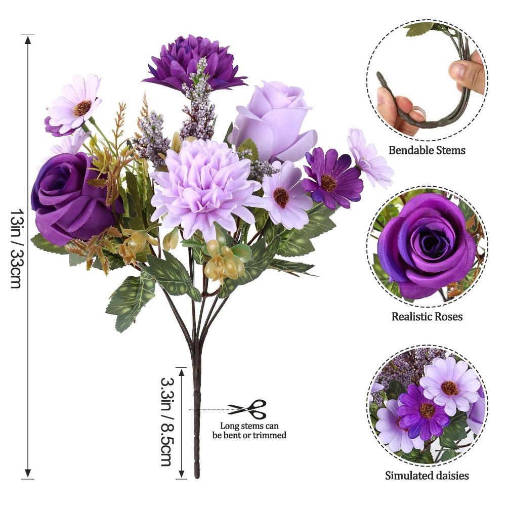 Rose Daisy Simulation Flower Silk Petals Decorative Flower Bouquet Faux Flower Wedding Ornament