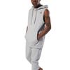 Reebok Solid Color Hooded Sleeveless Sweatshirt Men Sweatshirt Gray D96029