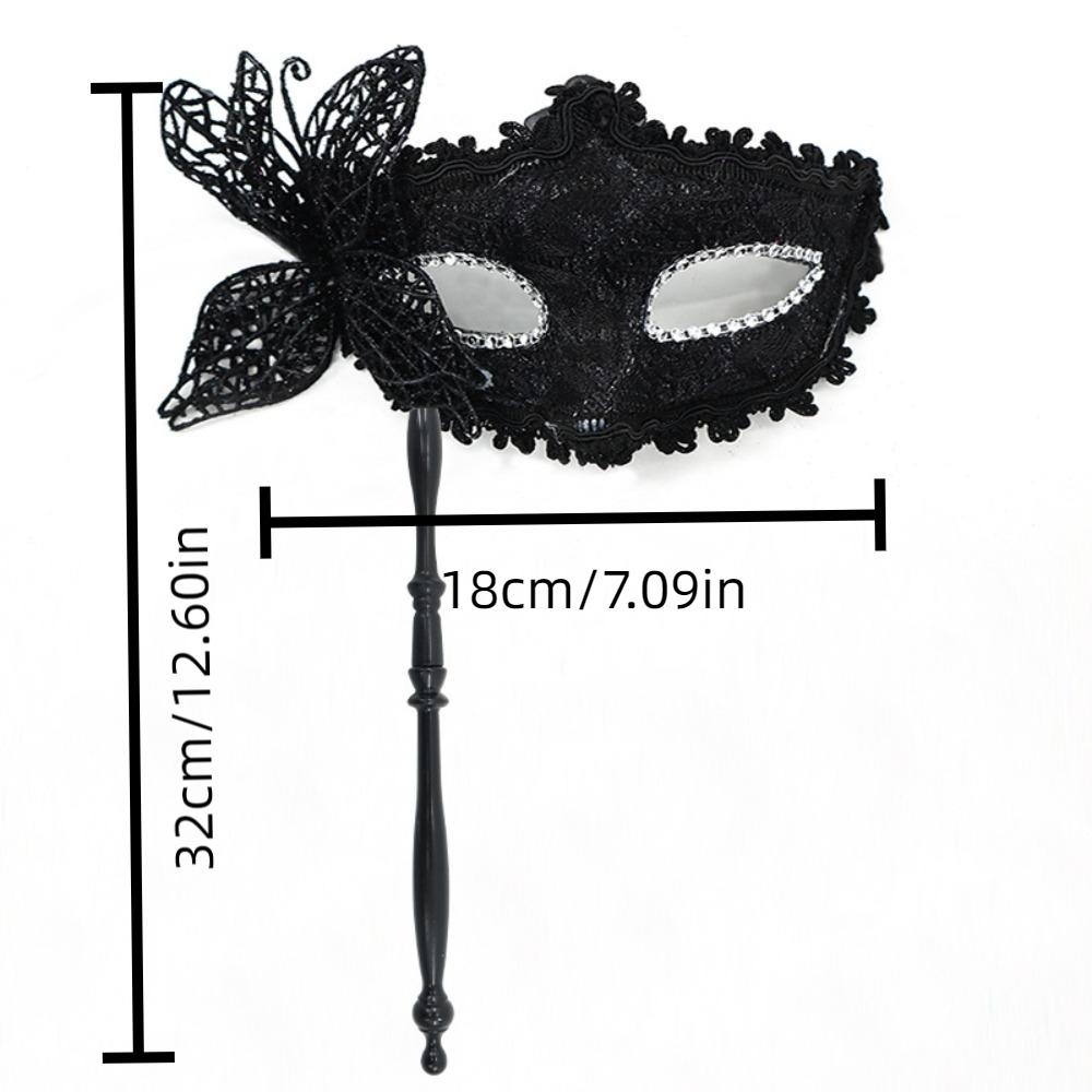 Halloween Dressing Halloween Party Mask with Rod Half Face Cover Butterfly Hand Hold Mask Cosplay Prop Exquisite Masquerade Mask