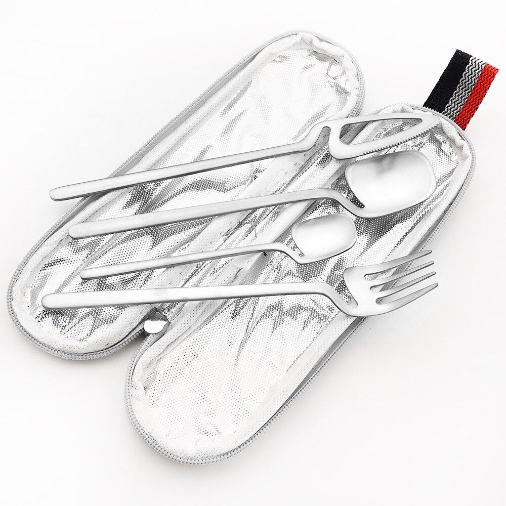 Золотой портативный набор столовой посуды, уникальный дизайн, многоразовые туристические столовые приборы для кемпинга, набор столовых приборов с прямой соломинкой 215/12/6