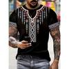 Digital Print Short Sleeve Crew Neck T-Shirt Men Unique Ethnic Breathable Fabric Relaxed Fit Summer Outdoor Essential Holiday Casual Wear