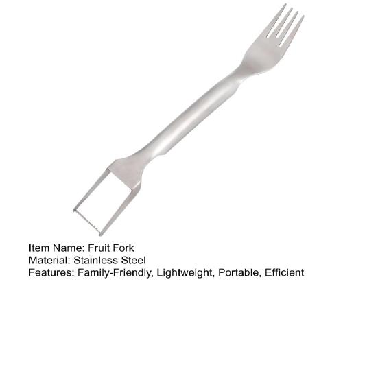 Stainless Steel Fruit Fork Cutter Watermelon Dual Slicer Tool with 2-In-1 Head Fork Lightweight