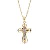 Niche Design Pendant Hollow Color Zircon Cross Necklace Jewelry