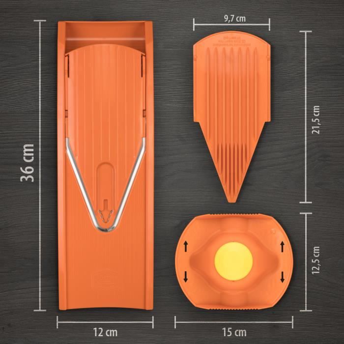Mandoline - Börner - V1 ClassicLine Basic - Acier inoxydable - Poussoir de sécurité - Découpe rapide