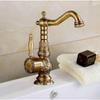 Antique Carved Brass Faucet for Sink Wash Basin In Retro Style with One Lever Bronze