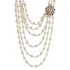 Exaggerated Multi-Layer Imitation Pearl Necklace Earrings Set With Diamonds And Flowers Gorgeous Sweater Chain For Women