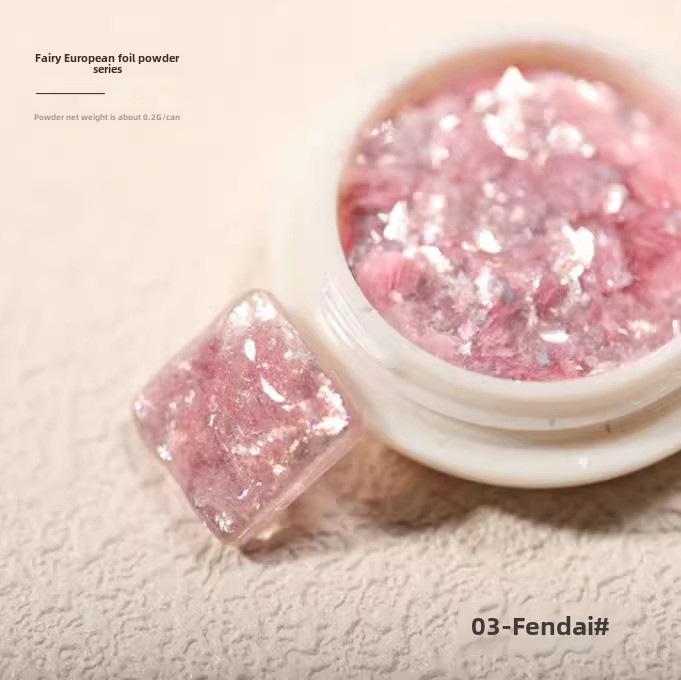 Пудра для дизайна ногтей Aurora Opal Glitter - снежный бархат в японском стиле и поляризованные блестки