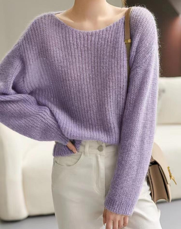 Элегантный прозрачный женский свитер, пуловер, свободный джемпер, осень-зима, мягкий теплый женский трикотажный свитер, базовые однотонные кашемировые топы