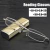 Portable Mini Folding Reading Glasses Women Men Luxury Business Square Presbyopia Eyeglasses Finished Eyewear Diopter with Case