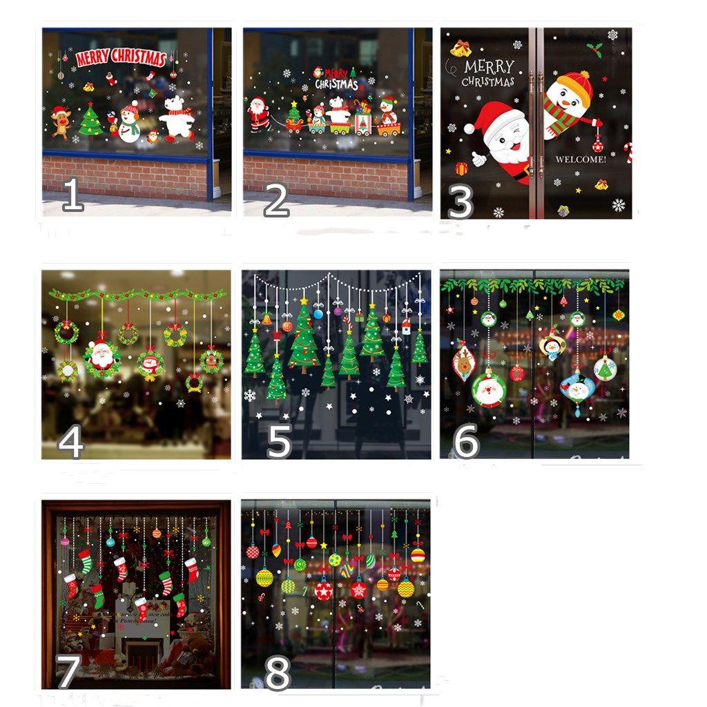 Holiday Scene Xmas Decoration Wall Sticker Home Decals Christmas Window Stickers Santa Claus