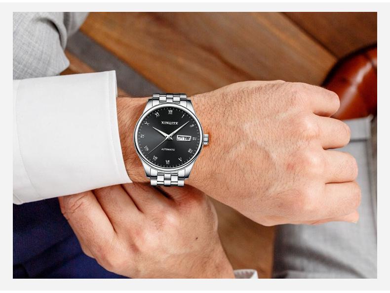 Мужские минималистичные водонепроницаемые наручные часы из нержавеющей стали с римским циферблатом, датой, днем недели и люминесцентными элементами для всех возрастов.