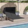 VidaXL Double Sun Lounger with Canopy and Light Grey Cushions Rattan 368642