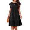 Summer Beach Dress For Women Casual Round Neck Tunic Ruffle Short Sleeve A-Line Tiered Babydoll Dress Flowy  Dress