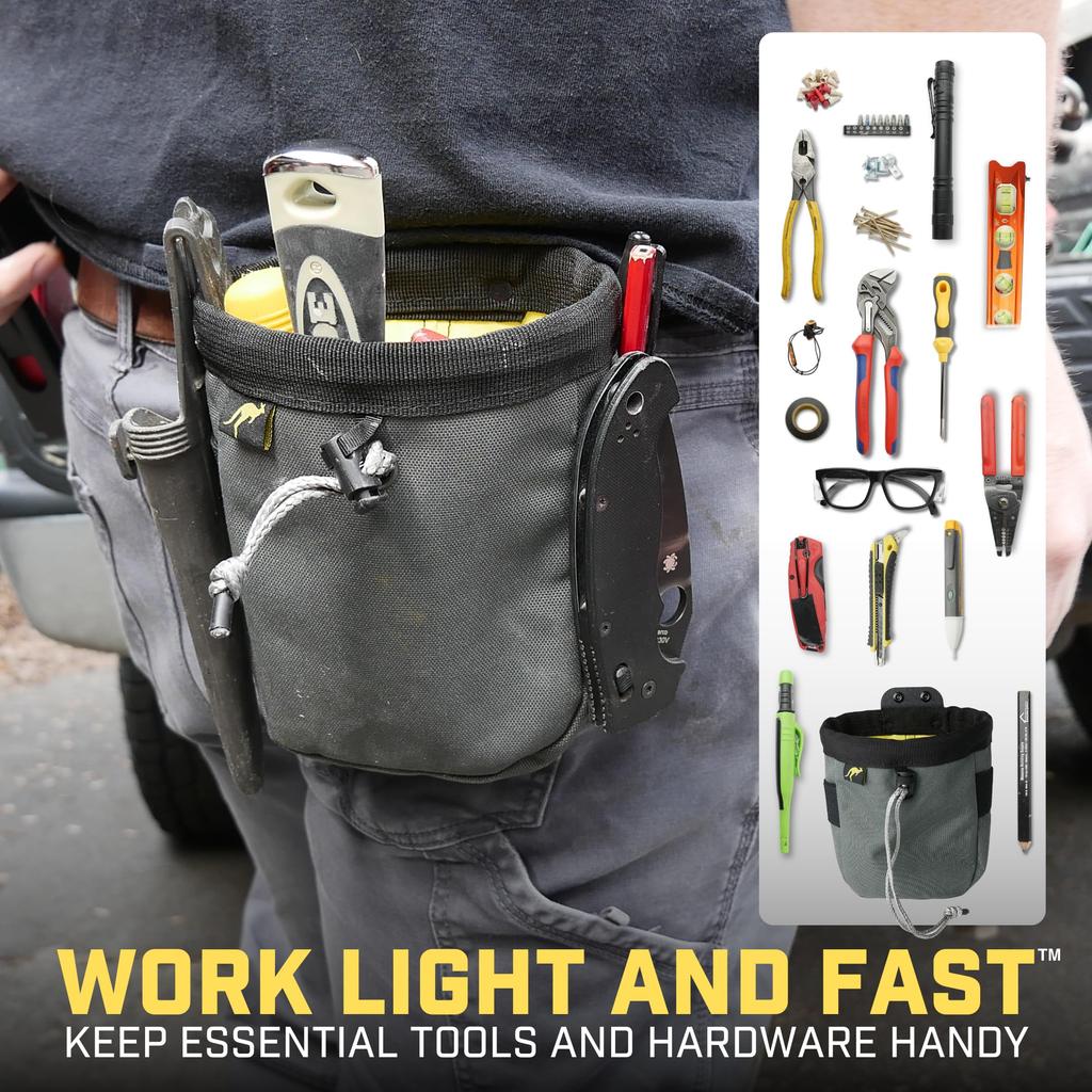 Holstery Joey Tool Belt Bag - Clip-On Pouch for Electricians, HVAC Techs, Plumbers, Carpenters, and Contractors