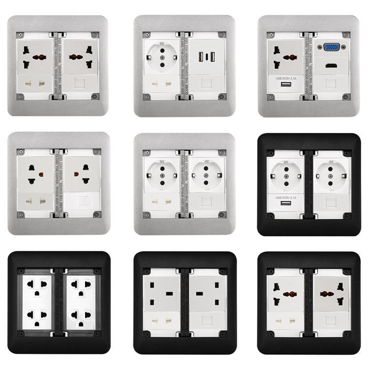 Multifunctional Flip-Open European/German/British Standard Floor Socket