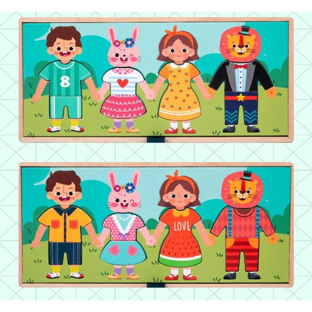 Wooden Kids Clothes Drying Dress-Up Puzzle Jigsaw Montessori Games Toys Thinking Games Educational Matching Sorting Toys Gifts