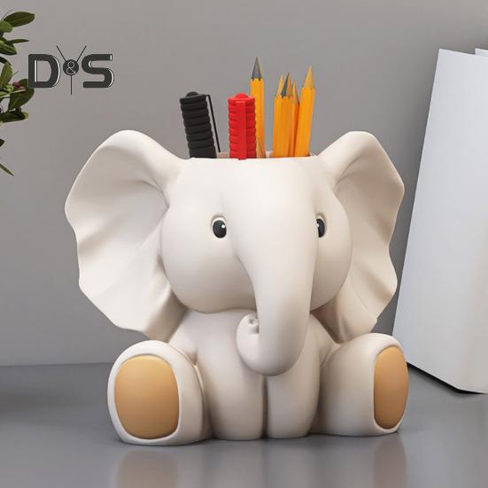 Elephant Pen Holder Fading-resistant Resin Desk Organizer Multifunctional Office Decor Perfect Desk Accessories