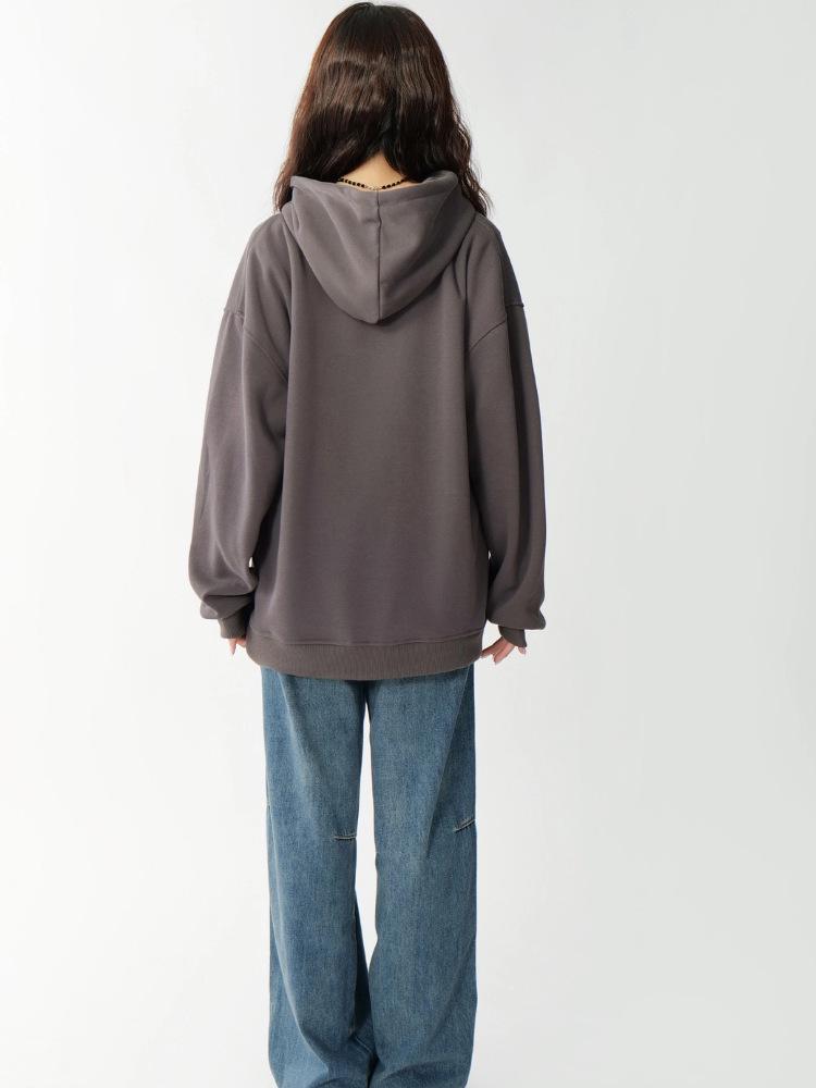 Logo-Emblazoned Cotton Hoodie, 320g, Autumn/Winter Couple's Loose Fit, Drop Shoulder