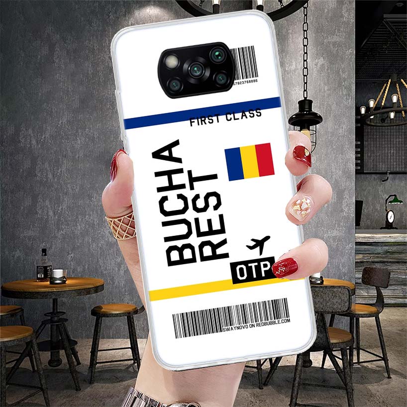 Travel Ticket Label Soft Phone Case For Xiaomi Redmi 15C 15 13C 13 Poco X5 X6 X7 F7 Ultra M7 12C 12 10 10C 9C 9A 9T 9 Fundas Poc