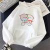 2025  Women's White Hoodies Kawaii Peach Cat Cartoon Print Femme Winter Hooded Sweatshirt Tops Casual Female Jumper