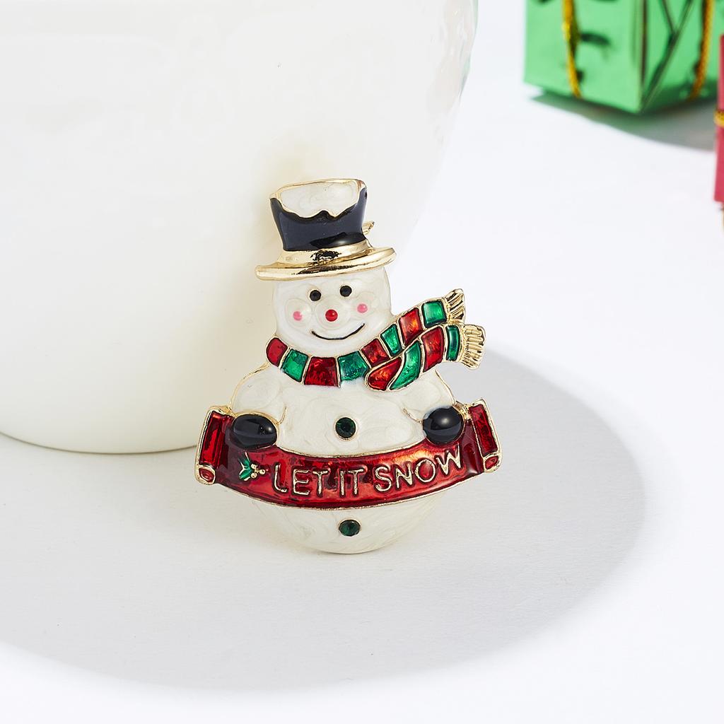 Rinhoo Cute Enamel Snowman Brooches For Women Rhinestone Snowflake Xmas Snowman Pins Badge Jewelry New Year Festival Party Gifts