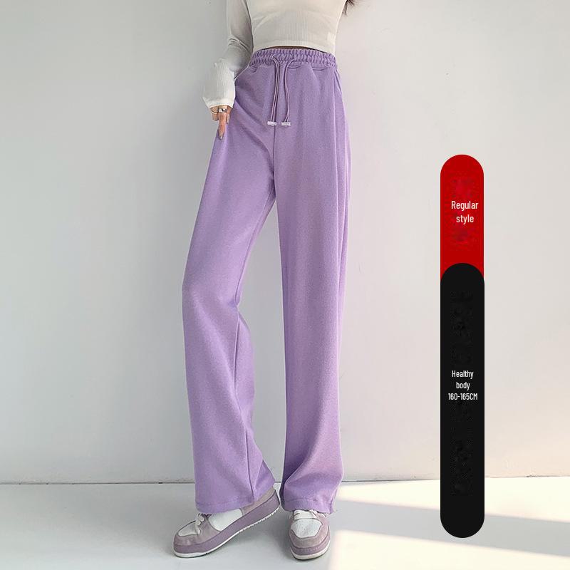 Женские спортивные брюки в американском стиле с высокой талией и широкими штанинами на шнурке, осенняя коллекция 2024 г.