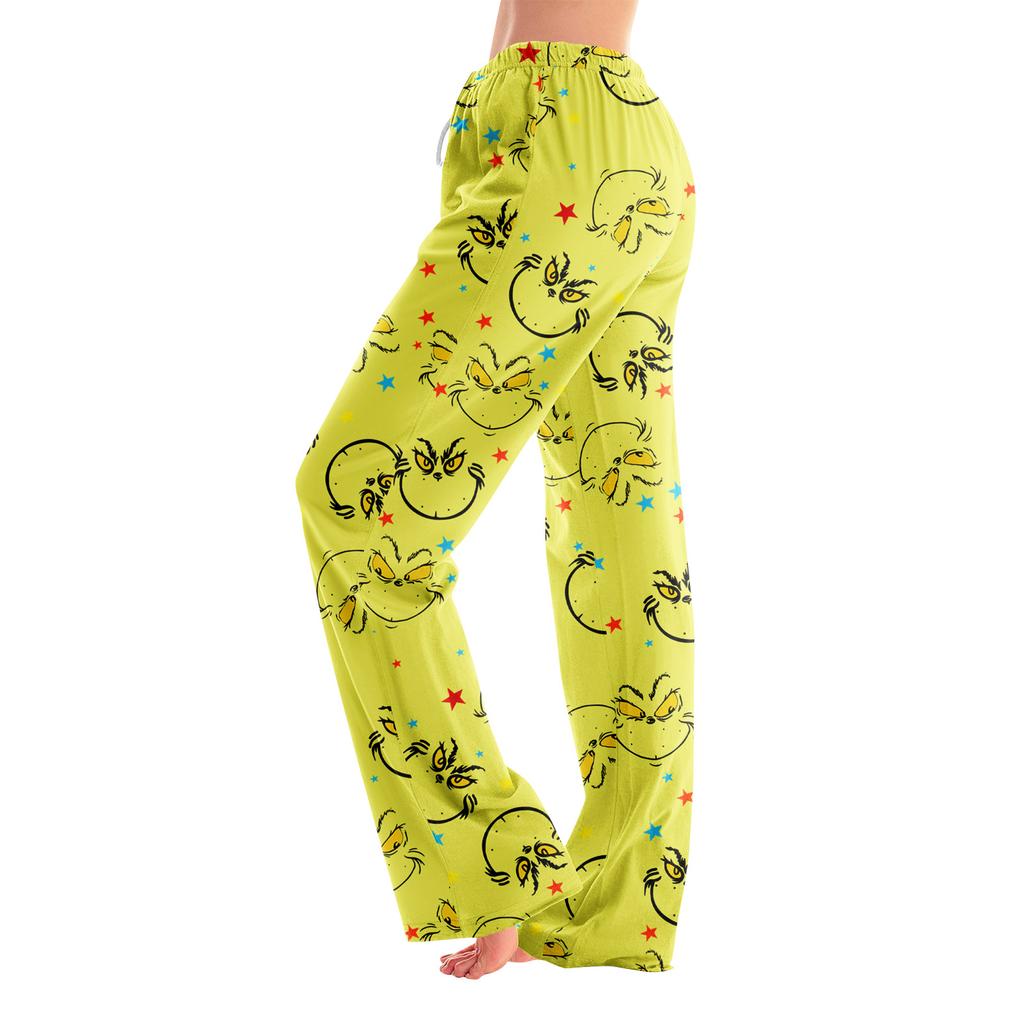 Pajama Pants Sleepwear Casual Drawstring Elastic Waist Pants Comfy Straight Yoga Loose Trousers