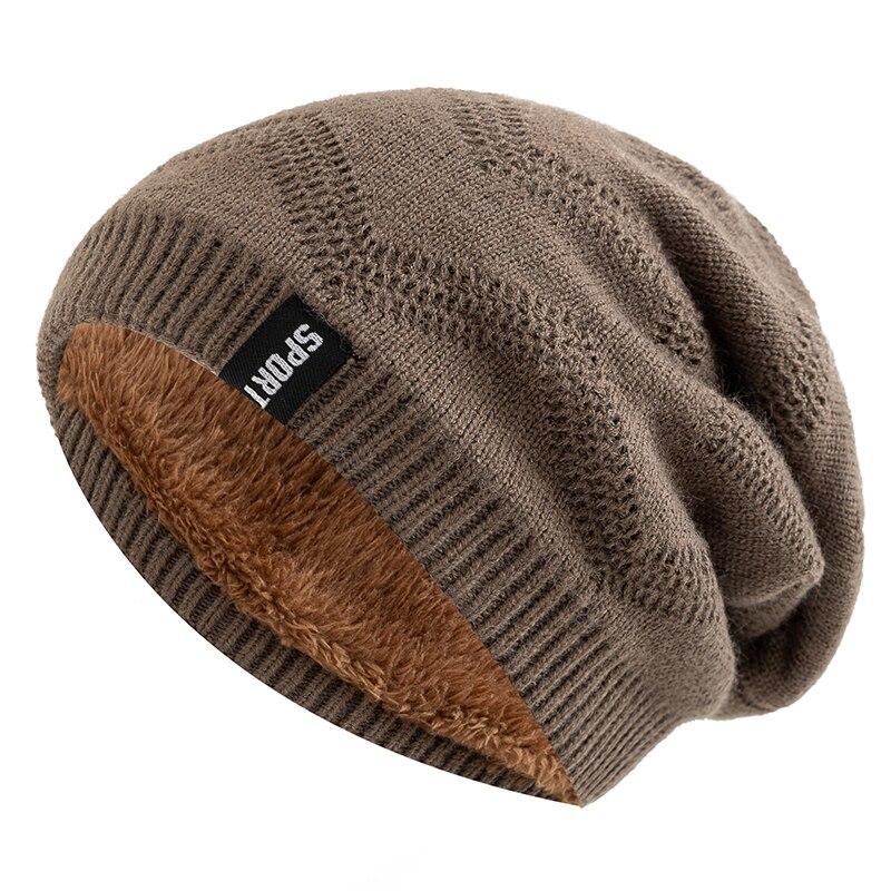 Новые зимние шапки унисекс с напуском и меховой подкладкой для мужчин и женщин, теплая шапка-бини, повседневная этикетка с декором, зимние вязаные шапки