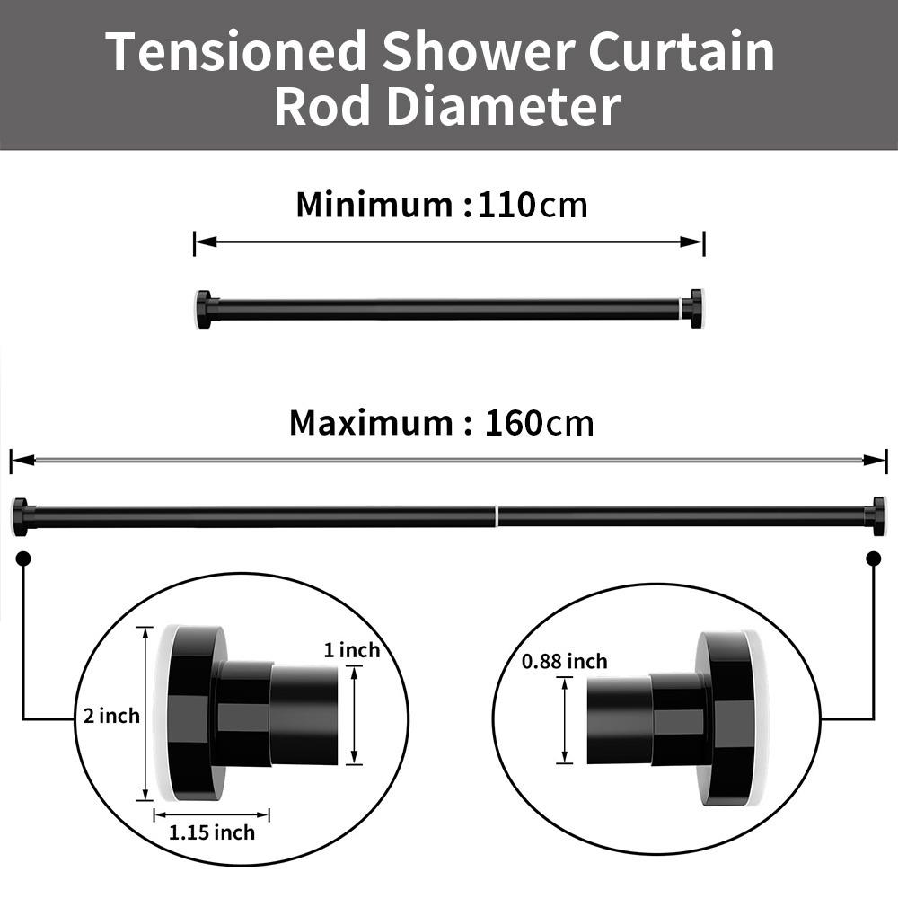 Shower Curtain Rod Extendable Rustproof Adjustable Pole Multi Purpose Curtain Rail Cupboard Wardrobe Hanging Rod No Drilling