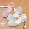 Princess Girls Party Shoes Children Shiny Crystal Bow High Heels Girls Sandals Summer Kids Student Performance Shoes