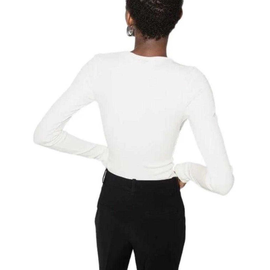 Off White Womens/Ladies Logo Ribbed Long-Sleeved Bodysuit