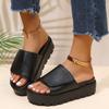 Fashion Rimocy Black PU Leather Platform Slippers Women Plus Size 43 Thick Soled Sandals Woman 2024 Summer Non-slip Slides Shoes Female