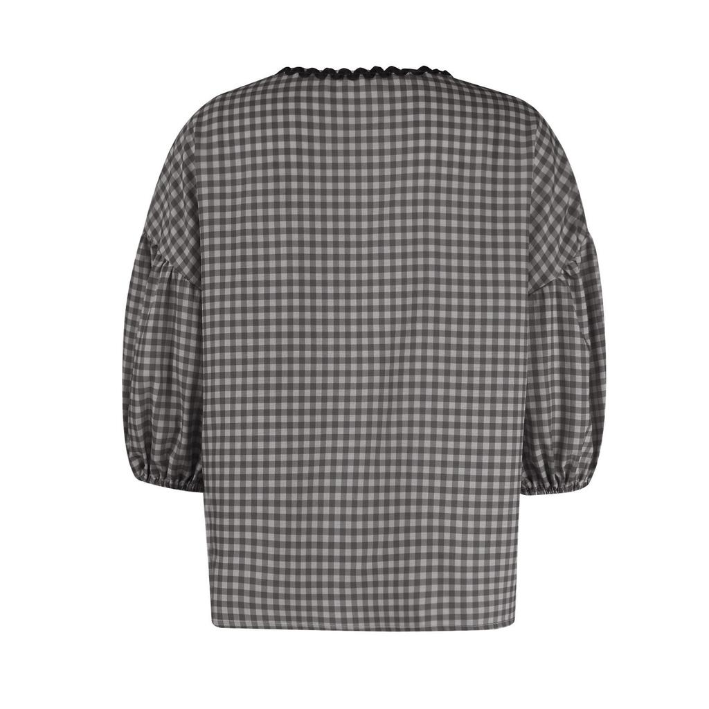 Женская повседневная клетчатая рубашка с коротким рукавом, свободные топы с ремешком и карманом в форме сердца