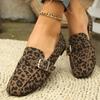 Ladies Shoes 2024 Slip-on Women's Flats Fashion Belt Buckle Daily Flats Women Hot Sale Leopard Print Plus Size Flat Low Heels