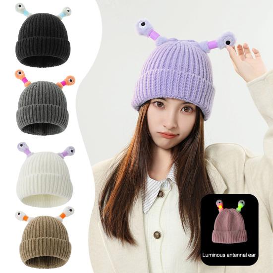 Шерстяная шапка с декором в виде антенны ночного светильника, теплая вязаная шапочка для детей, головной убор для катания на лыжах