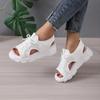 Women's Casual Sandals Summer Casual Breathable Mesh Open Toe Lace Up Sports Sandals 2024 New Outdoor Platform Knit Sandals 42