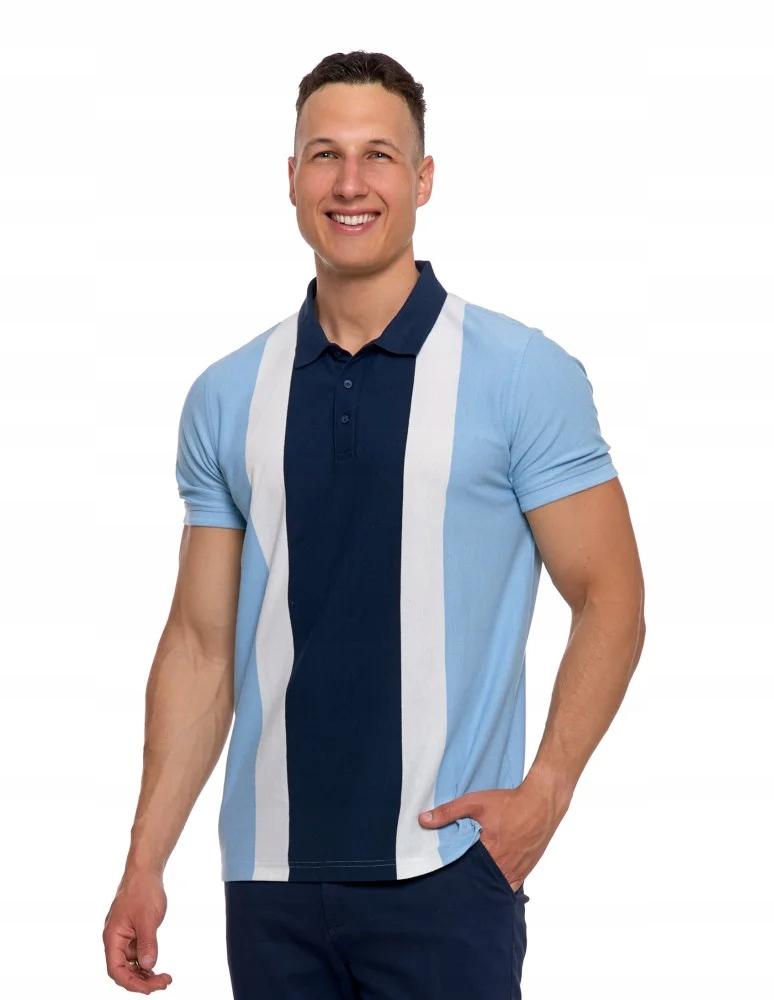 Men's Contrast Panel Polo Shirt with Collar MORAJ 3XL BLUE