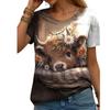 Милая женская футболка с цифровым 3D принтом и рисунком мультфильма, модный пуловер, подходит для всех сезонов, повседневная, с короткими рукавами, полиэстер, с круглым вырезом