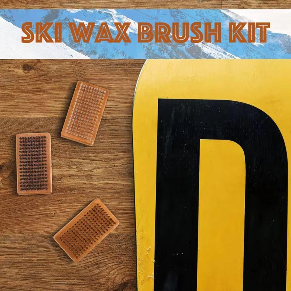 Wooden Handle Ski Waxing Brush Horsehair Brush Snowboard Tool Snowboard Brush Maintenance Tool