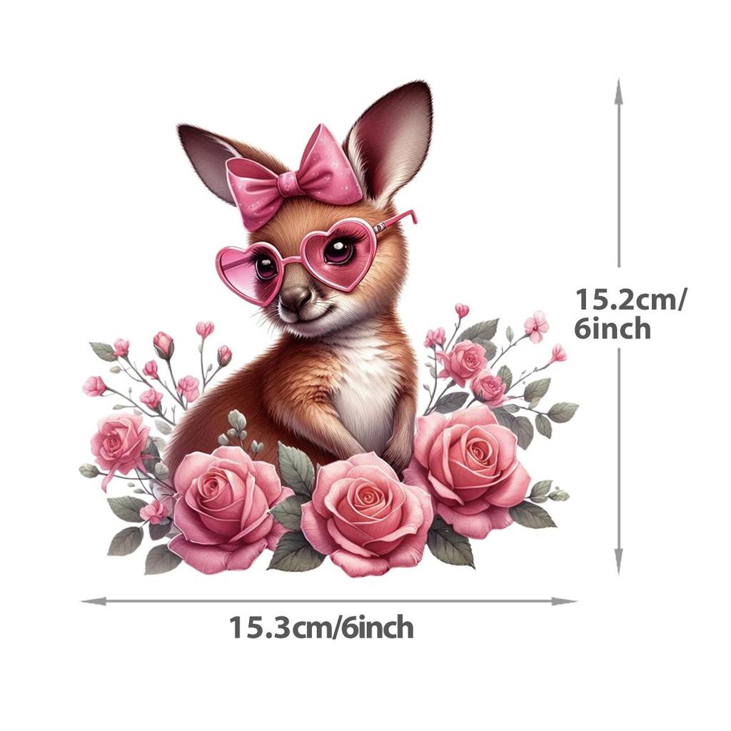 Animal Flowers Thermal Patches Clothing Cartoon Deer Cat Tiger Thermal Press Vinyl Hoodies Tops Washable Diy Thermal Stickers