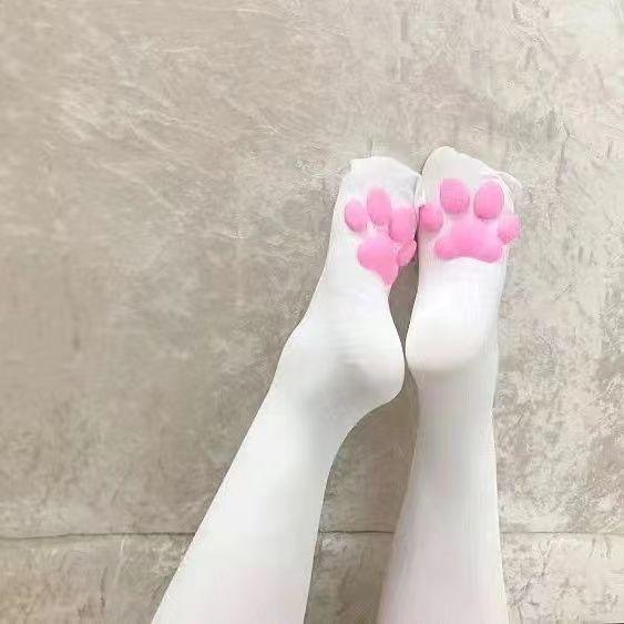Черно-белые чулки с 3D кошачьими когтями, удобные и милые.