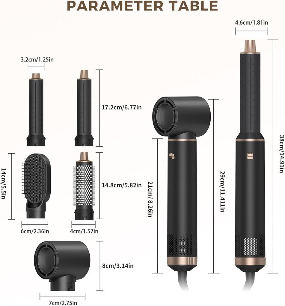 Фен 5 в 1, расческа с горячим воздухом, профессиональная плойка для завивки, выпрямитель, высокоскоростной фен, для придания объема, со съемными насадками