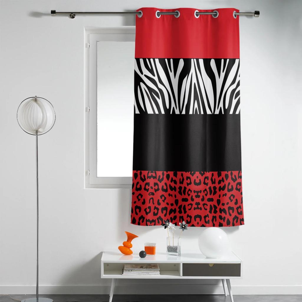 2 шт. Красная зебра с леопардовым принтом, оконные шторы, домашний декор, оформление окон в спальне, шторы с ламбрекеном для гостиной, люверсы сверху